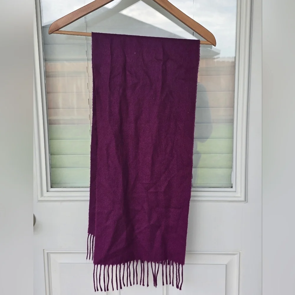 Christian Dior Women Elegant Purple Shawl Scarf Fringe Luxury